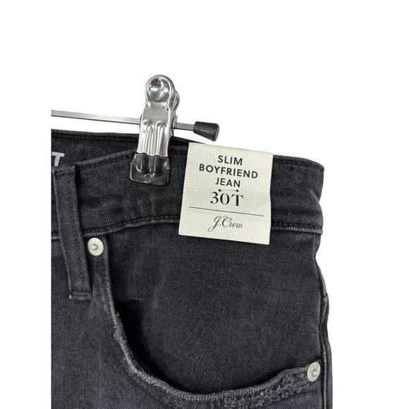 J. Crew Jeans Womens 30T Slim Boyfriend Washed Black Distressed Denim NWT - Picture 5 of 9